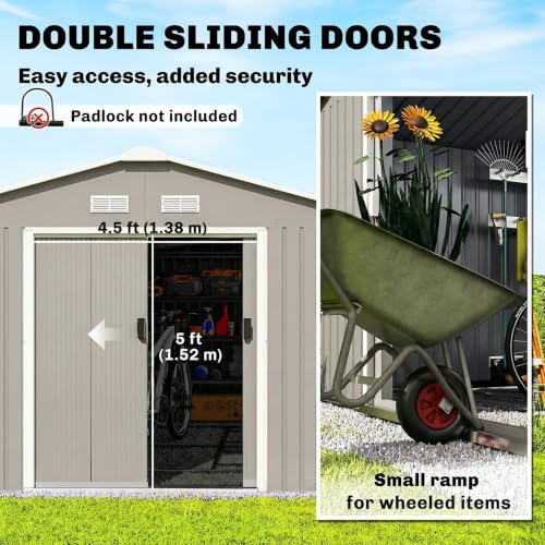 11' x 13' Outdoor Storage Shed (Light Gray / 11' x 13')