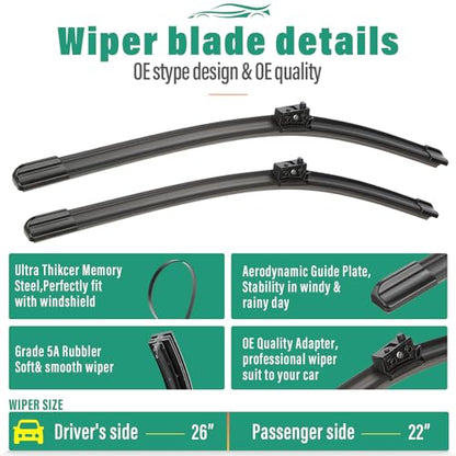 Windshield Wiper Blades Replacement for Mercedes (26"/22"/13")