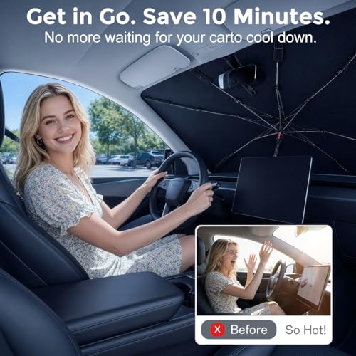 2026 Upgraded] DooGooCoo Windshield Sun Shade Umbrella for Toyota Rav4 2019 (For Toyota Rav4 2019-2026)