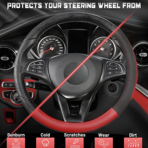 Steering Wheel Cover 14.5 (Standard size[14 1/2''-15''] / Black and Red)