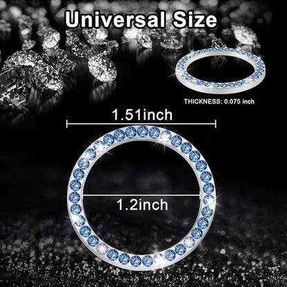 2 PCS Crystal Rhinestone Car Engine Start Stop Decoration Ring (Blue)