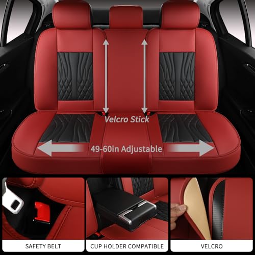 Leather Car Seat Covers (Red 1/Full Set)