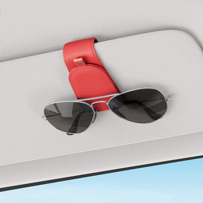 Magnetic Sunglass Holder for Car Visor (Red)