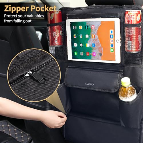 Car Backseat Organizer with Touch Screen Tablet Holder (Black / 1 Pack)