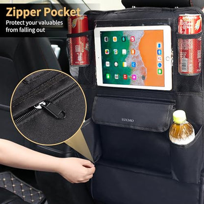 Car Backseat Organizer with Touch Screen Tablet Holder (Black / 1 Pack)
