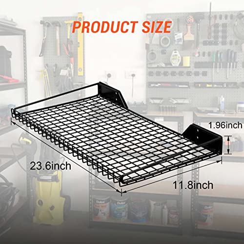 Garage Wall Shelves 23.6"x11.8" Wall Mount Metal Shelves 4 Pack (Black / 4pack)