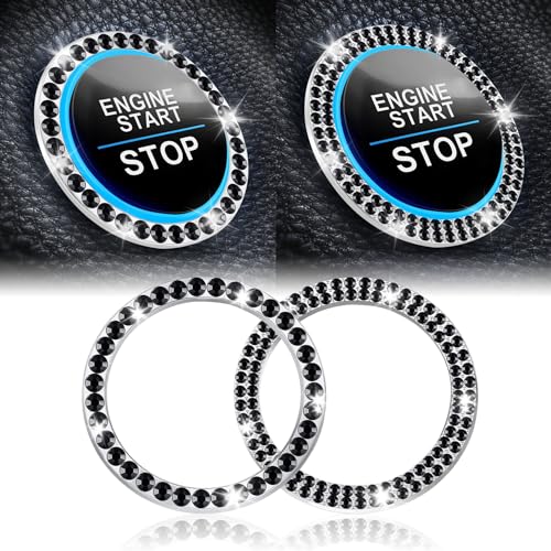 2 PCS Crystal Combinatorial Rhinestone Car Engine Start Decoration Ring (Set Black)