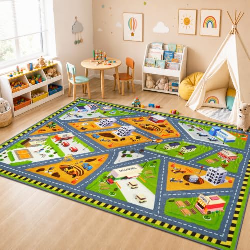 Kids Rug Play Mat (Green City2 / 5'3''x6'6'')