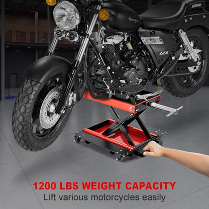1200 LBS Motorcycle Jack with Dolly (1200 LBS Red With Dolly)