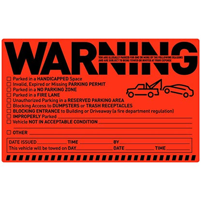 250 Parking Violation Notice Tow Stickers for Car Vehicle (250 Stickers)