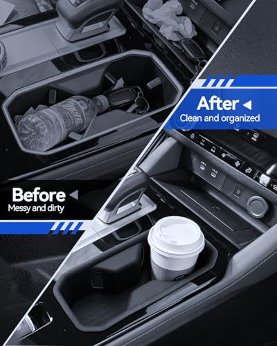 for Outlander Center Console Organizer 2025 Outlander Accessories 2 Pcs Set with Center Console Organizer + Silicone Cup Holder Durable [NOT for 2025 Outlander PHEV&Sport] (for 2025 Mitsubishi Outlander)