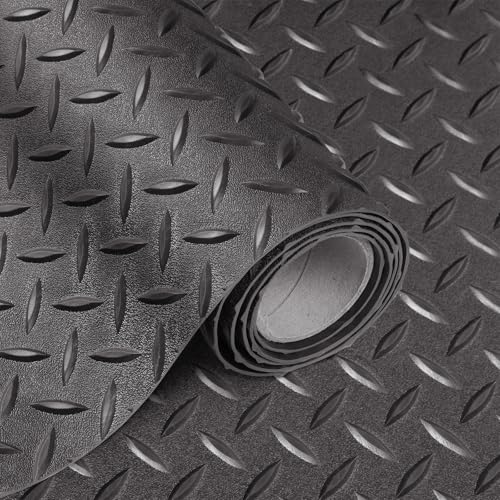 2.5mm Thickened 5Ft x 12Ft Garage Floor Mat Rubber Flooring Roll (5Ft x 12Ft--Red)