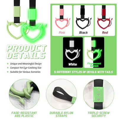 2 Pcs Devil Heart Shaped Car Handle Strap (Luminous-Tail)