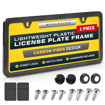Weatherproof Thin License Plate Frame (Carbon Fiber Pattern / 1 Piece)