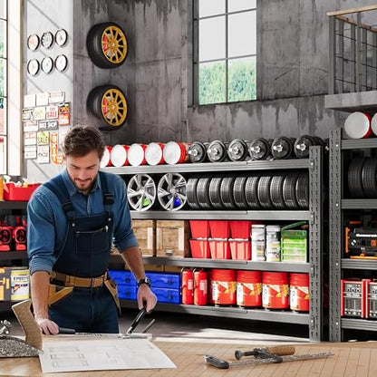 68” Wide Heavy Duty Metal Garage Shelving (Matte Black / 68"Wx24"Dx64"H)