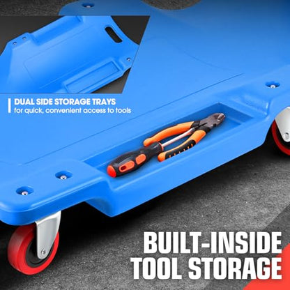 36" L X 17" W x 4.25" H Vehicle Repair Low Profile Automotive Creeper w (Blue / 36 Inches)