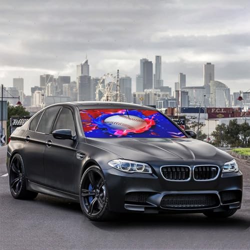 Baseball Car Windshield Sunshade Umbrella Foldable Visor Umbrella (57X31 Inch / Color-BS1)
