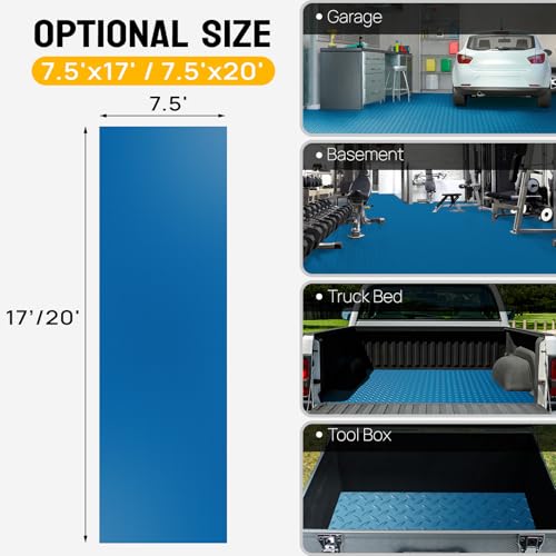 7.5 x 17 FT Garage Floor Mat (7.5'x17' / Blue)