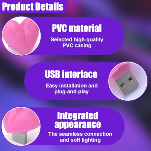 USB LED Car Interior Atmosphere Lamp (Pink)