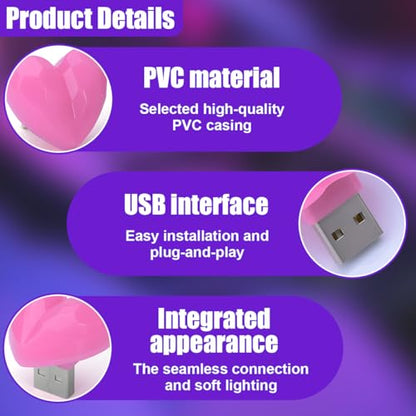 USB LED Car Interior Atmosphere Lamp (Pink)