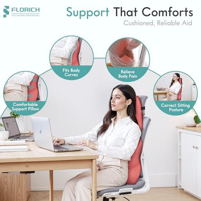 Car Lumbar Support Pillow and Neck Headrest Pillow for Office Chair (Red / 2 Pieces)
