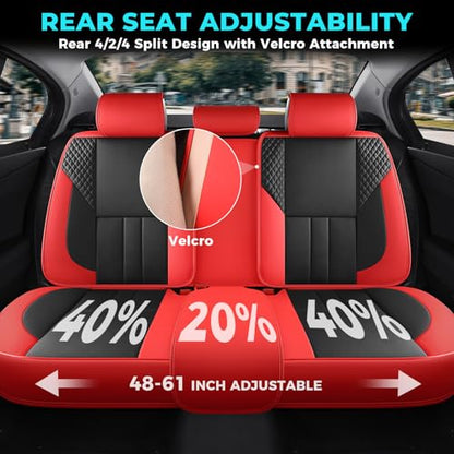Universal Car Seat Covers for SUVs Sedans Trucks Redblack (Red / Full-Set)