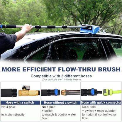 70" Car Wash Brush with Long Handle and 12" Soft Bristle Brush Head (70" / Blue)