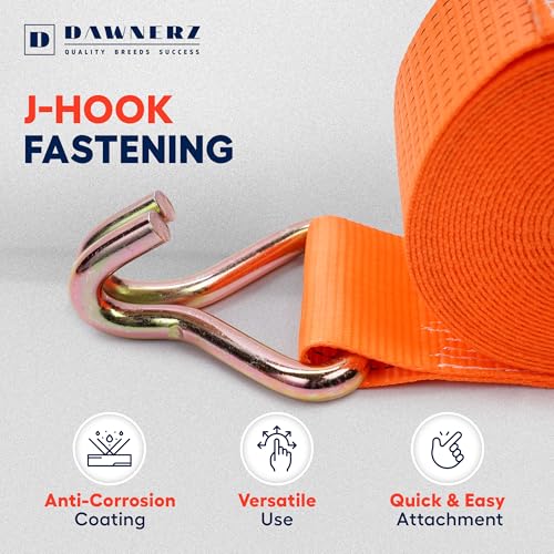 Ratchet Straps with Double J Hook 4 inch X 40 ft 22000 Lbs MBS (4 inch X 40 ft 22000 lbs)
