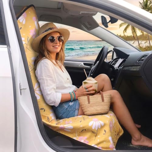 Car Seat Cover Protector Front Seats (2Pcs Front Seat Towel / Chamomile and Yellow)