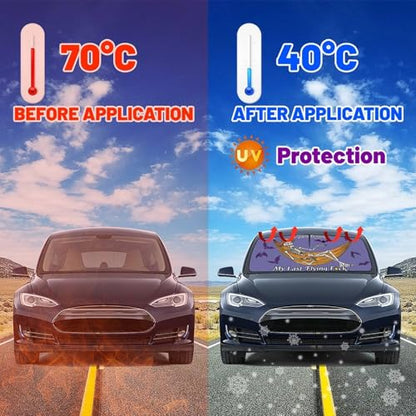 Funny Skeleton Skull Car Windshield Sun Shade Umbrella Sunshade Block UV Rays Sun Visor Protector Auto Windshield Sunshade to Keep Vehicle Cool for Cars Trucks & Suvs 57 X 30 in (57'' X 30'' / 28-3-26-REY-1)