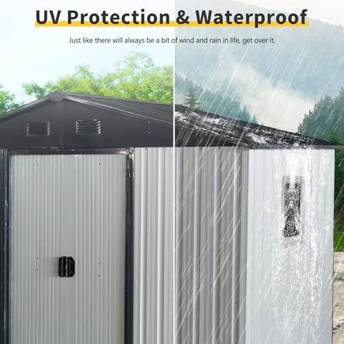 4x8 FT Outdoor Storage Shed (4x8 FT/Window / White+Black)
