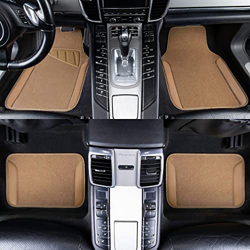 Beige Leather & Waterproof Car Carpet Floor Mats (All Beige)