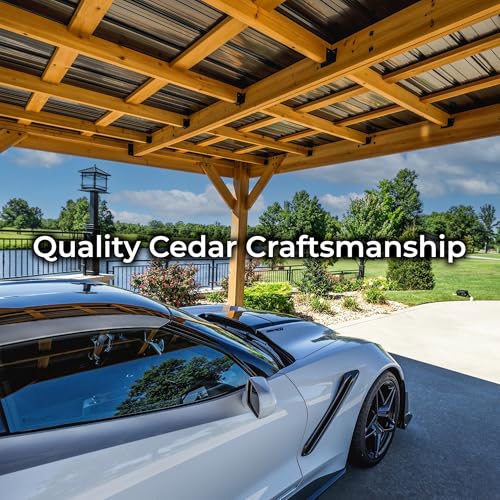 Kingsport 20' x 12' Cedar Wood Outdoor Carport Garage with Heavy (20 ft x 12 ft / Brown wood)