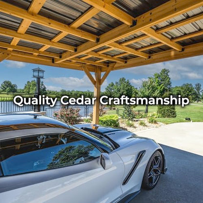Kingsport 20' x 12' Cedar Wood Outdoor Carport Garage with Heavy (20 ft x 12 ft / Brown wood)