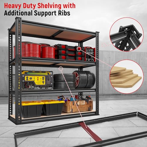 40" W Garage Shelving with Rolled (40"W x 19.7''D x 60''H)