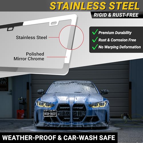 Premium Slim Mirror Chrome License Plate Frames (Chrome / 2 Piece)