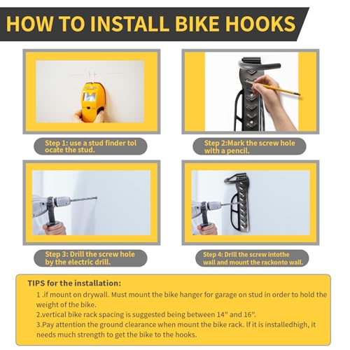 Vertical Bike Rack Wall Mount for Garage (2 Pack)