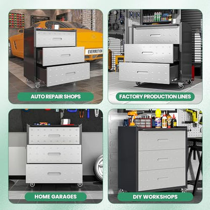 Garage Cabinets (Black/Grey / 3 Drawers)