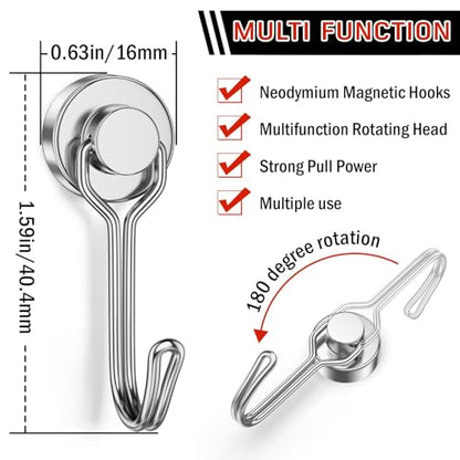 50 Pack Magnetic Hooks (Silver / 0.63in)