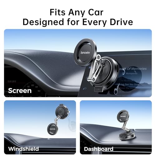for MagSafe Car Mount Vacuum Magnetic Phone Holder Dash Windshield