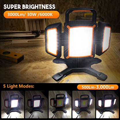 3000LM Rechargeable Work Light (Magnetic Stand)
