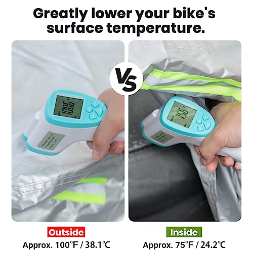 Motorcycle Cover Waterproof Outdoor Motorcycle Cover Heavy Duty (Silver / 86.6")