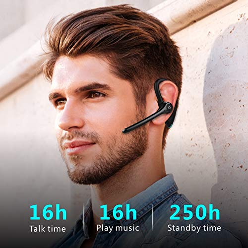 Bluetooth Earpiece Headphone Dual Noise Cancelling Mic Painless Open (Single Ear Headphone F910 Black)
