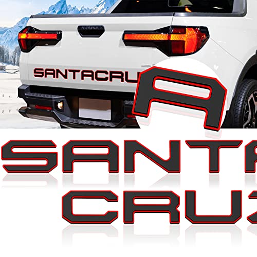 Tailgate Inserts Letters Compatible for 2022 2023 2024 2025 Santa Cruz 3D Raised & Strong Adhesive Decals Letters Rear Emblem Decal Sticker Compatible for Santa Cruz Accessories (Black Red)
