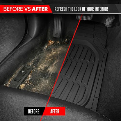 FlexTough LITE Rubber Car Mats Full Set (Full Set Lite (Sedan, Compact) / Black)
