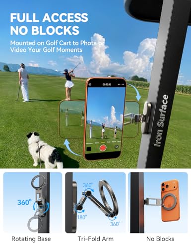 Magnetic Golf Cart Phone Holder (Bare Titanium)