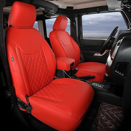 Wrangler JK Seat Covers Custom Fit for Jeep Wrangler (Red / 13-17 JK 4 Door Full Set)