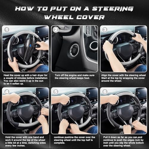 Car Steering Wheel Cover 14" (Small size[14''-14 1/4''] / Black and Sliver)