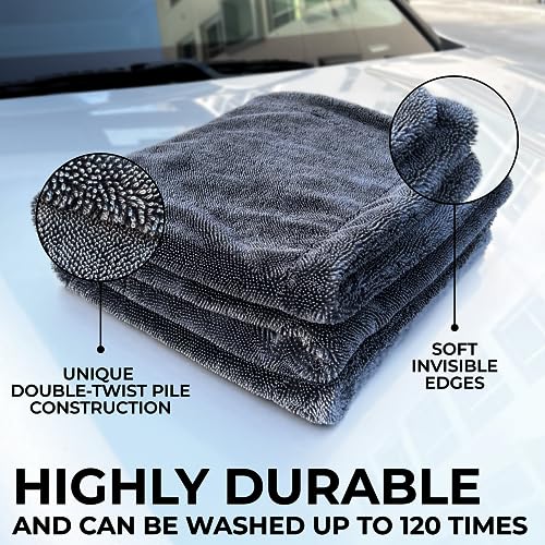 Premium Large Car Drying Towel 20"x26" (Gray)