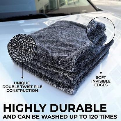 Premium Large Car Drying Towel 20"x26" (Gray)